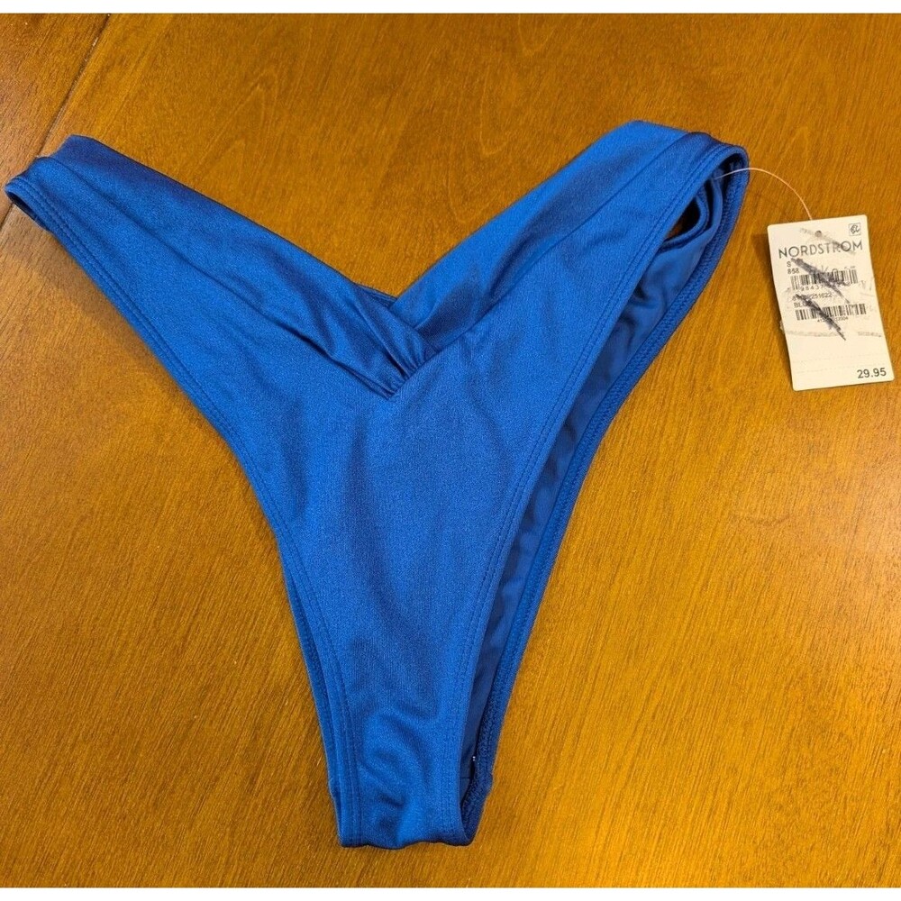 PacSun Eco Blue Bikini Bottoms NWT Small High Leg Cheeky Swimwear Nordstrom